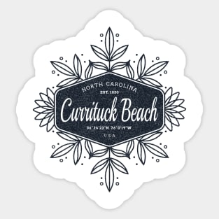 Currituck Beach, NC Summertime Floral Badge Sticker